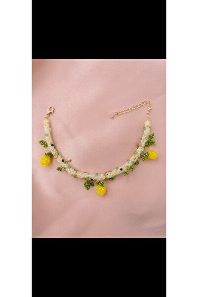 SHİNELİZE Volaire özel tasarım işlemeli limon detaylı choker tarzı kolye, el ...