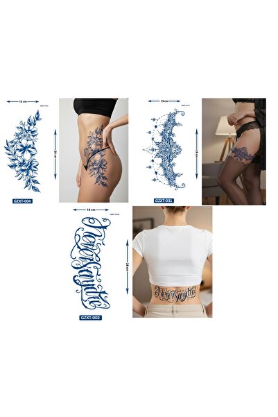 Airbrush Tattoo Büyük Boy 3 Adet Birden Yarı Kalıcı Kanat Bel Sırt Dövmesi Ay...