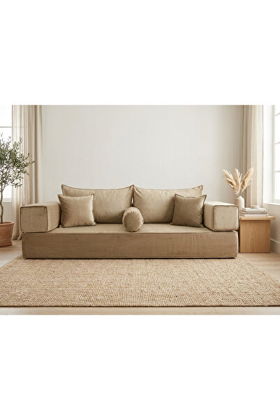 FEYZA DECOR HOME Premium Kadife Modern Şark Köşesi 8 Parça – 20 cm Süngerli M...
