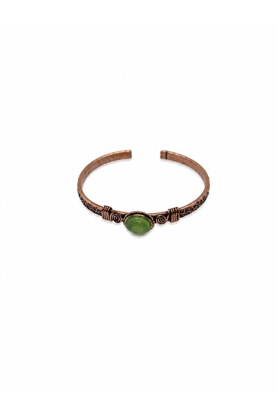 DOĞA KUTUSU Chrysoprase Natural Stone Vintage Copper Women's Bracelet for Ari...