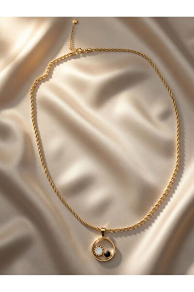 Dyg Glow Gold Modern Çift Zincir Şık Kadın Kolye