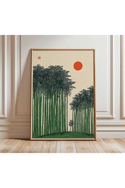 NinaStore Bambu Ormanı Duvar Sanatı - Japon Doğa Baskısı - Minimalist Botanik...