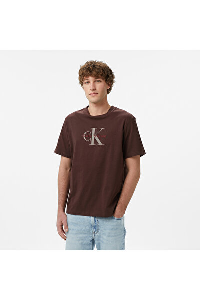 Calvin Klein Erkek Normal Kesim Yuvarlak Yakalı CK Logo Baskılı Pamuklu Kısa ...