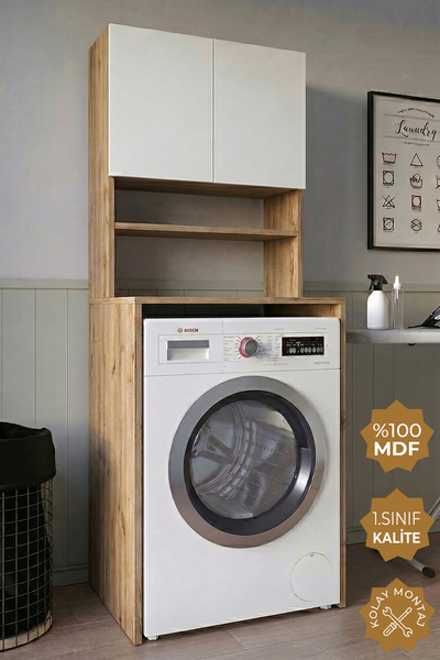 TETA HOME Çamaşır Makinesi Dolabı + Kapaklı Kiler Dolabı