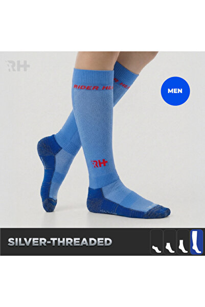 Rider Healthcare Cryo Silver + Havlu Taban Uzun Çorap — Mavi/Beyaz (Erkek)