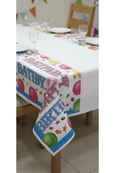 Deniz Party Store Mavi Happy Bırthday Baskılı plastik Kullanat Masa Örtüsü 1 ...
