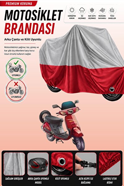 Cemku Double Gray Top - Red Bottom, Rear Bag Compatible Honda Kinetic Dx Moto...