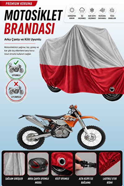 Cemku Double غطاء علوي رمادي - سفلي أحمر، غطاء خلفي متوافق مع دراجة KTM 400 E...