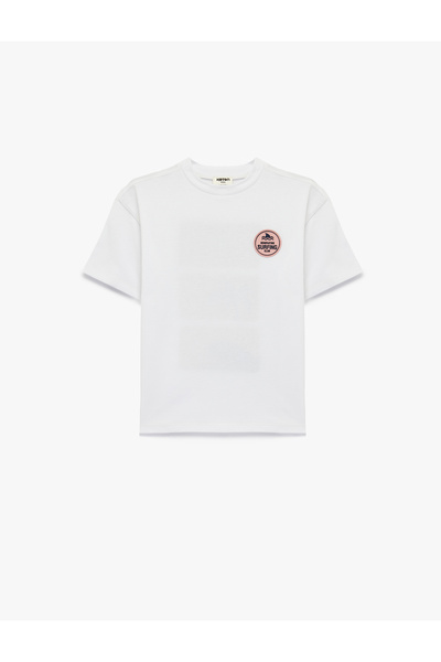 Koton Tricou oversize din bumbac, cu mânecă scurtă, decolteu tip crewneck și ...