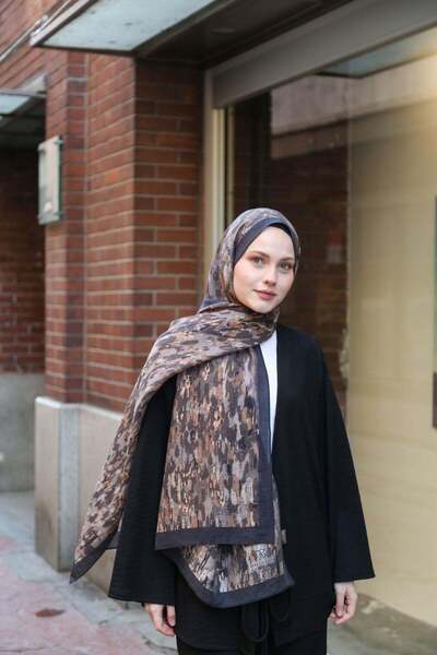 ENRİCO FERRİ Allure Brush Pattern Shawl - Anthracite-Mink