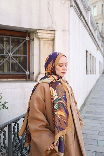 ENRİCO FERRİ Noa Floral Patterned Shawl - Purple-Tan