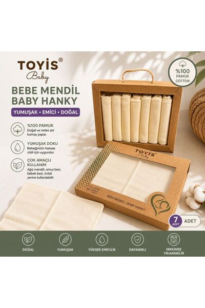 %100 ORGANİK PAMUKLU 7'Lİ AĞIZ MENDİLİ