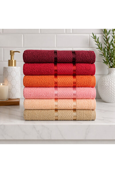 Kotonia Home Set de 6 prosoape de baie, 50x90 cm, 100% bumbac, 420gsm, multic...