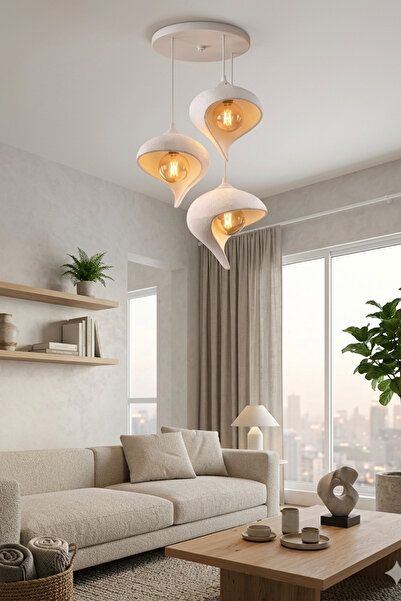 Ares Home Su Damlası Sarkıt Bohem Beton Görünümlü 3 lü Avize