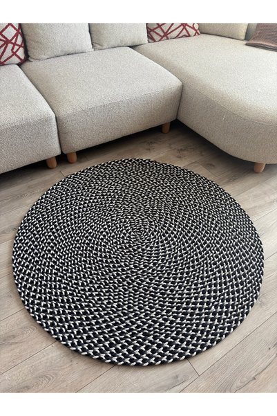 MaVaux Linea Saç Örgü Halı, Kilim Yuvarlak Modern Hasır Halat Özel Tasarım Sa...