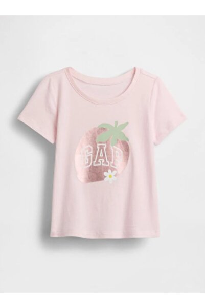GAP Kids Gap Kız Bebek Logo Çilek Baskı Hologram Kısa Kollu Tişört 6 Ay-5 Yaş...