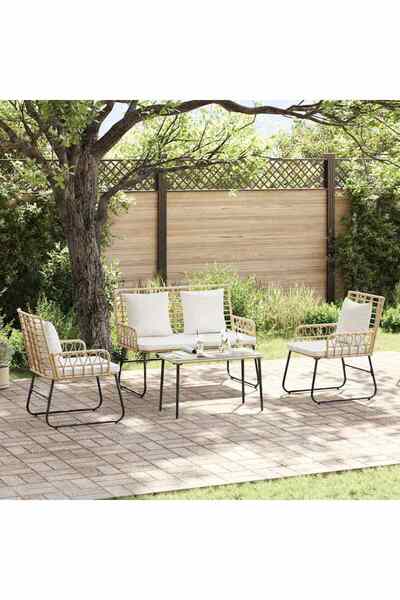 vidaxl Set de Mobilier pentru Gradina cu perna 4 pcs Negru si antracit