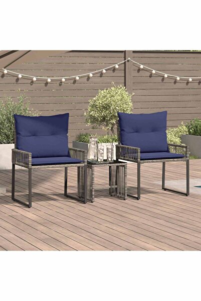vidaxl Set de Mobilier pentru Exterior 7 pcs Gri si albastru marin