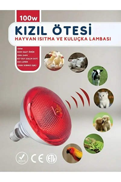 Epilons 100W Kızılötesi (Infrared) Isıtıcılı Hayvan Isıtma Kuluçka Lambası (K...