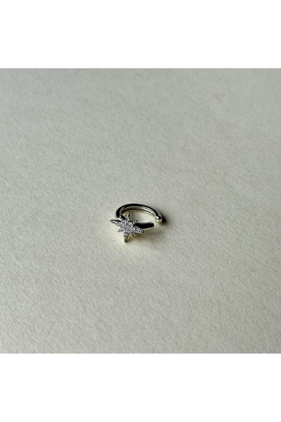 Alveole Jewelry Zirkon Taşlı Işıltılı Yıldız Silver Earcuff