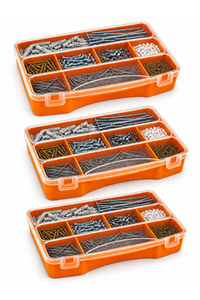 FERAH PLASTİK 3 lü Ev Tamir Organizer Seti Vida Dübel Kutusu Hırdavat Düzenle...