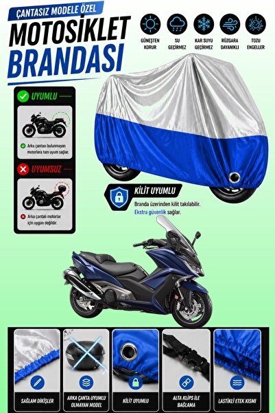 Cemku Twin غطاء محرك متوافق مع Kymco Ak 550 باللون الرمادي من الأعلى والأزرق ...