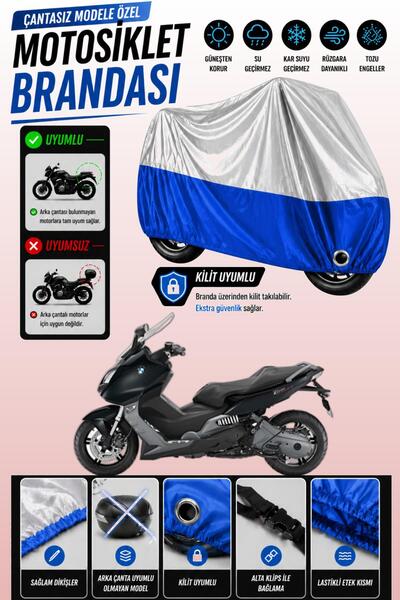 Cemku Twin غطاء محرك علوي رمادي - سفلي أزرق متوافق مع دراجة BMW C 600 الرياضي...