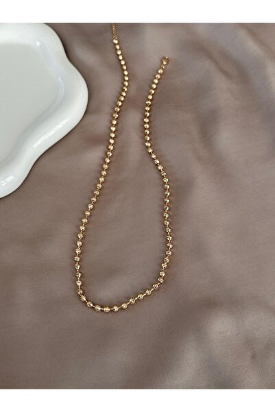 Twelve Gold Color Steel Women's Chain with Ball Detail