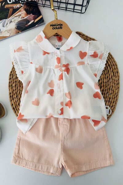 Minigimin Cicileri My Little One's Skin-Friendly Heart Printed Girls' Summer ...