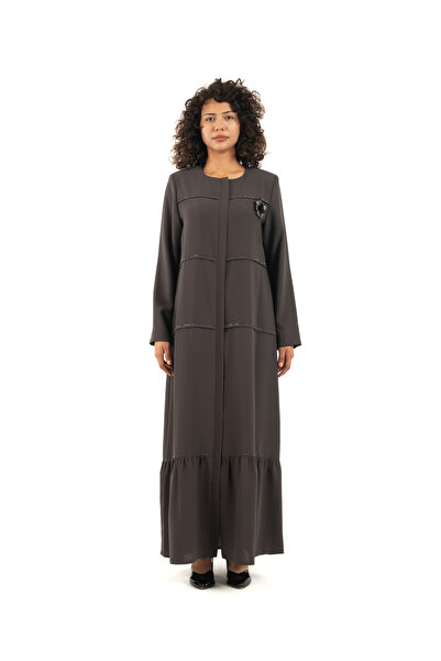 derin store Volanlı tasarım çizgili modern kesim ferace