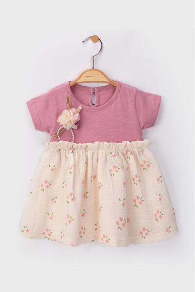 baby flamindo Baby Girl Cotton Floral Printed Muslin Summer Dress with Remova...