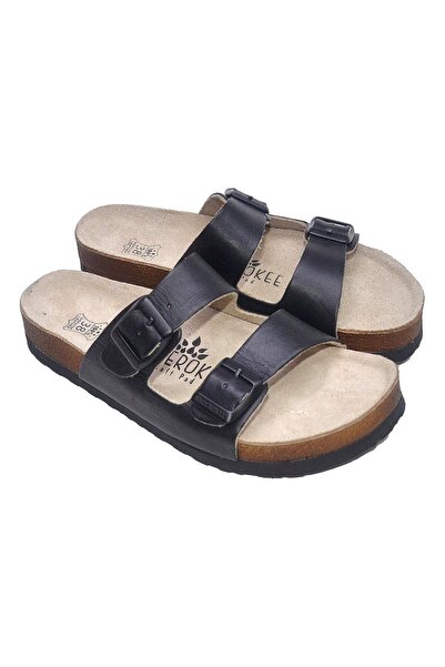 Shoerokee Black Double Buckle Slippers