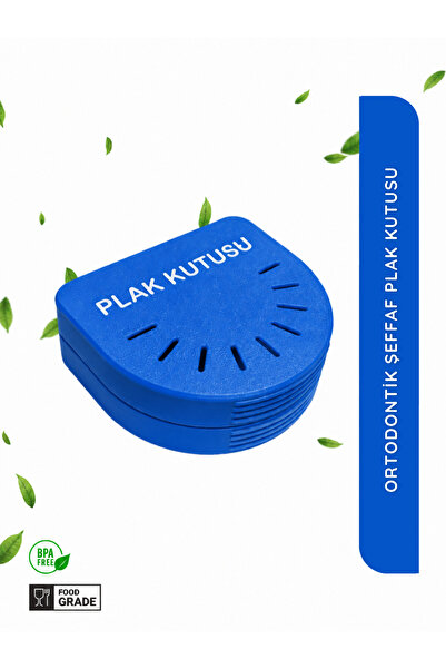 AC BOX Koyu Mavi Ortodontik Şeffaf Plak Kutusu Diş Sıkma Plağı Saklama Kabı H...