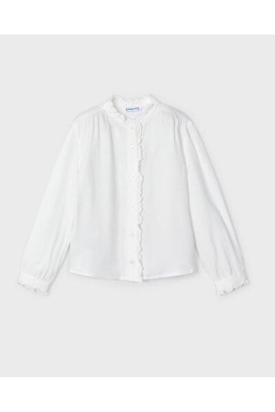 MAYORAL Girl's Flounce Shirt 2-10 Years Ecru