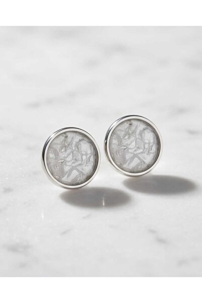 Dodemert Home 16mm White Marble Look Polymer Clay & Epoxy Handmade Nail Earrings