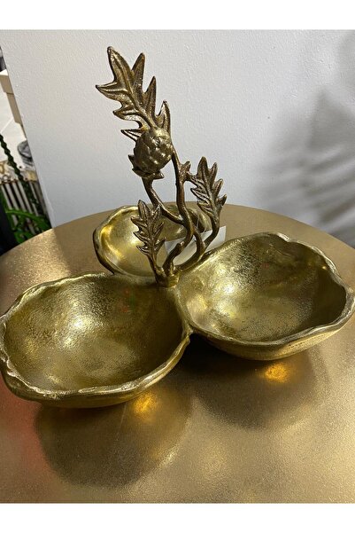 elif aksesuar Metal Döküm Royal 3 Lü Sunumluk Çerezlik Şekerlik 25*23*22cm