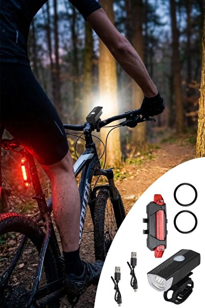 Buffer ® Bisiklet Işık Seti – USB Şarjlı LED Ön Far + Arka Stop Lambası, Su G...