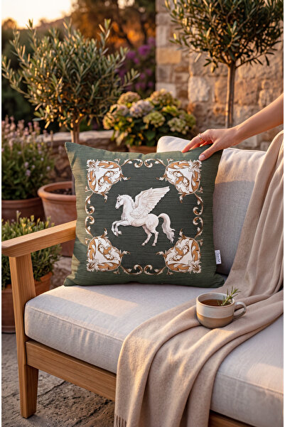 CANİLA Husă de pernă pătrată VERDE cu model PEGASUS 43 x 43 cm Husă de pernă ...