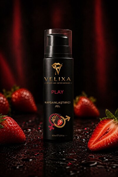 VELIXA Play Kayganlaştırıcı Jel – Su Bazlı, Çilekli, Uzun Süreli Kayganlık
