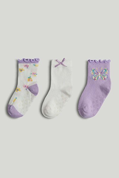 MOTHERCARE 3 Pack Butterfly Slip-Resist Socks