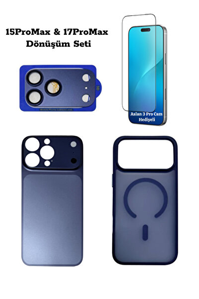 ucuzmi iPhone 15ProMax-17ProMax Dönüşüm Seti Kılıf Kapak Aslan3Pro Cam Şeffaf...