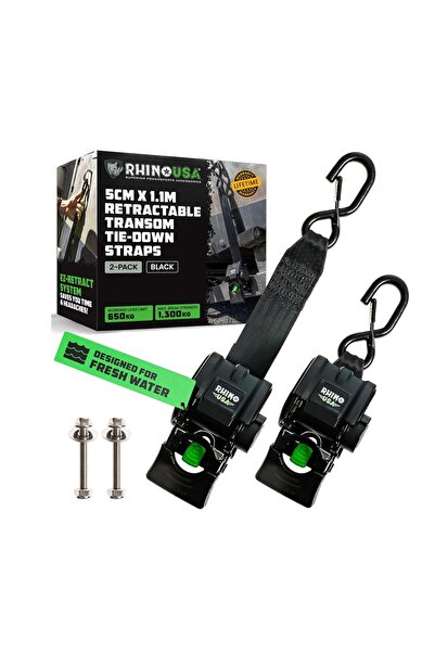 Rhino USA Geri Çekilebilir Tekne Römork Bağlama Kayışları 2X 5cm 1.1m 1300kg