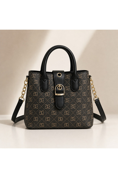 Velinor Collection Kadın Monogram Desenli El ve Omuz Çantası – Kahverengi