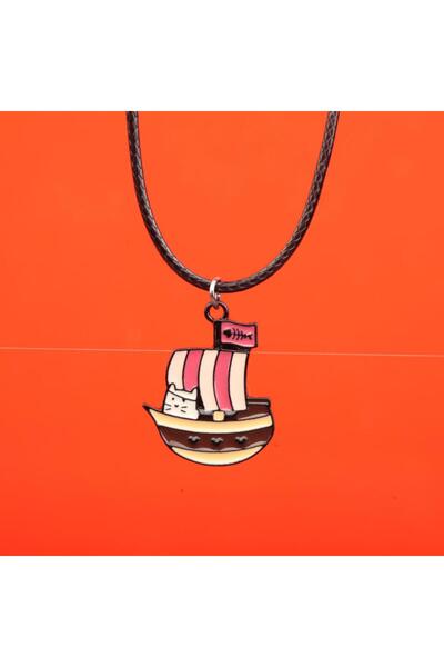 Munels Mineli Pirate Cat Themed Leather Cord Necklace