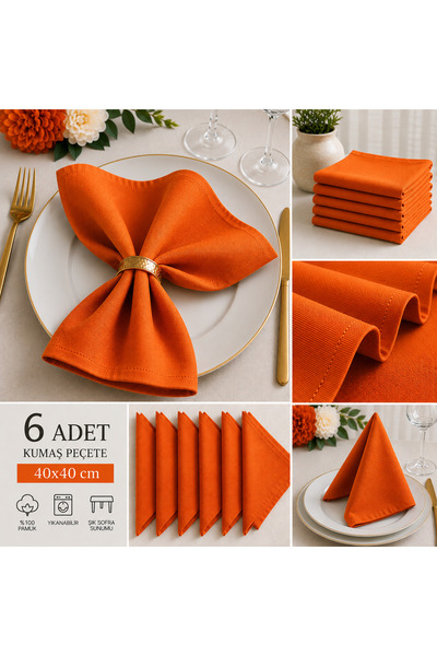 Sister Home Design 6’lı Kumaş Peçete Seti 40x40 cm – Leke Tutmaz - Lüks Sofra...