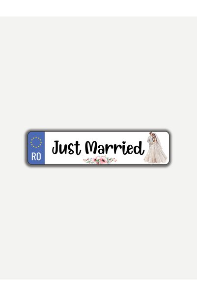 Bello Carino High quality decoration products Set 2 bucăți – Plăcuțe "Just Married" pentru mașină, 52x12 cm