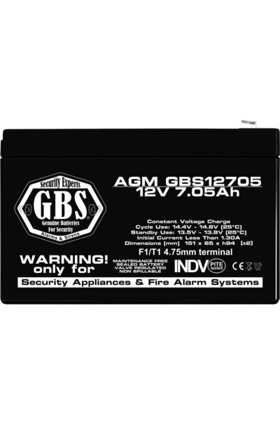 GBS Acumulator Stationar AGM VRLA Etans 12V 7.05A F1 T1, Dimensiuni 151mm x 65mm x h94mm