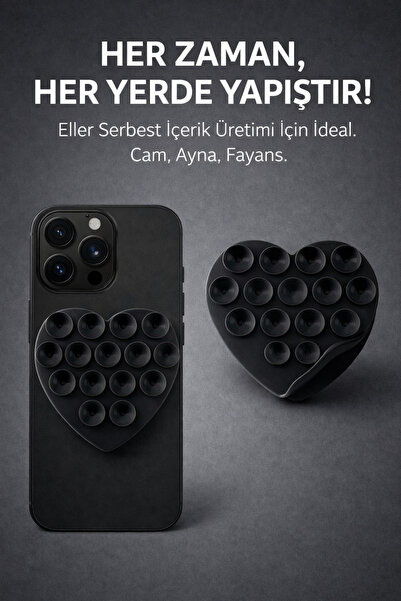 Case collection Çift Taraflı Vantuz Telefon Tutucu Slikon Kalpli