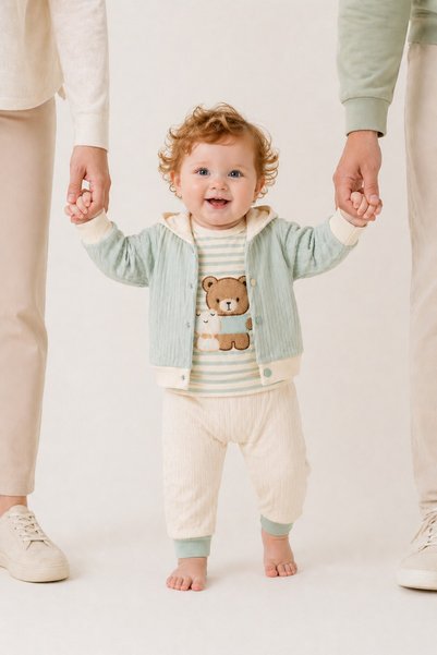 METEOR BABY Baby Boy 3-Piece Set Hooded Flexible Waist Pants Baby Set