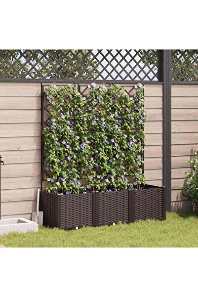vidaxl Vaza pentru Gradina 3 pcs Maro 120 x 40 x 143 cm Plastic
